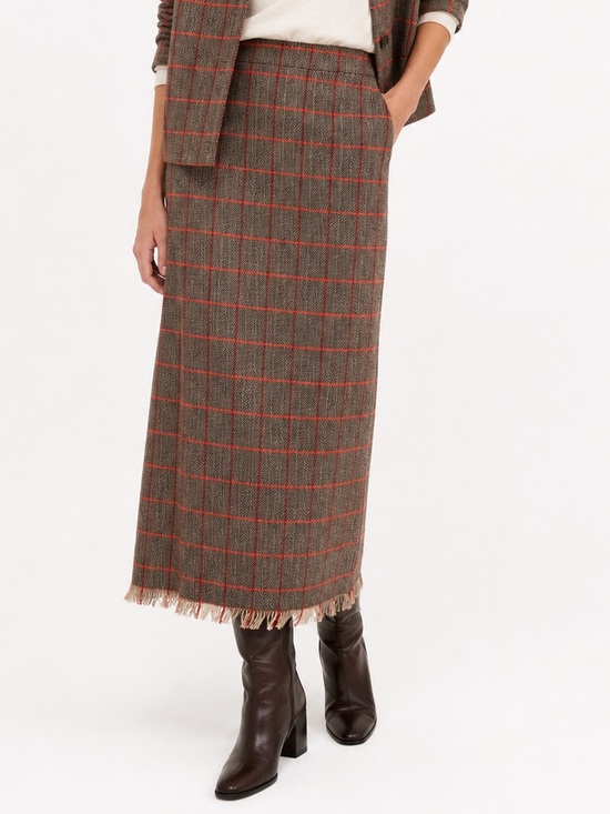 Harve Benard Dresses & Skirts - NWT Deadstock Vintage 90s Wool Plaid Fringe Midi Skirt